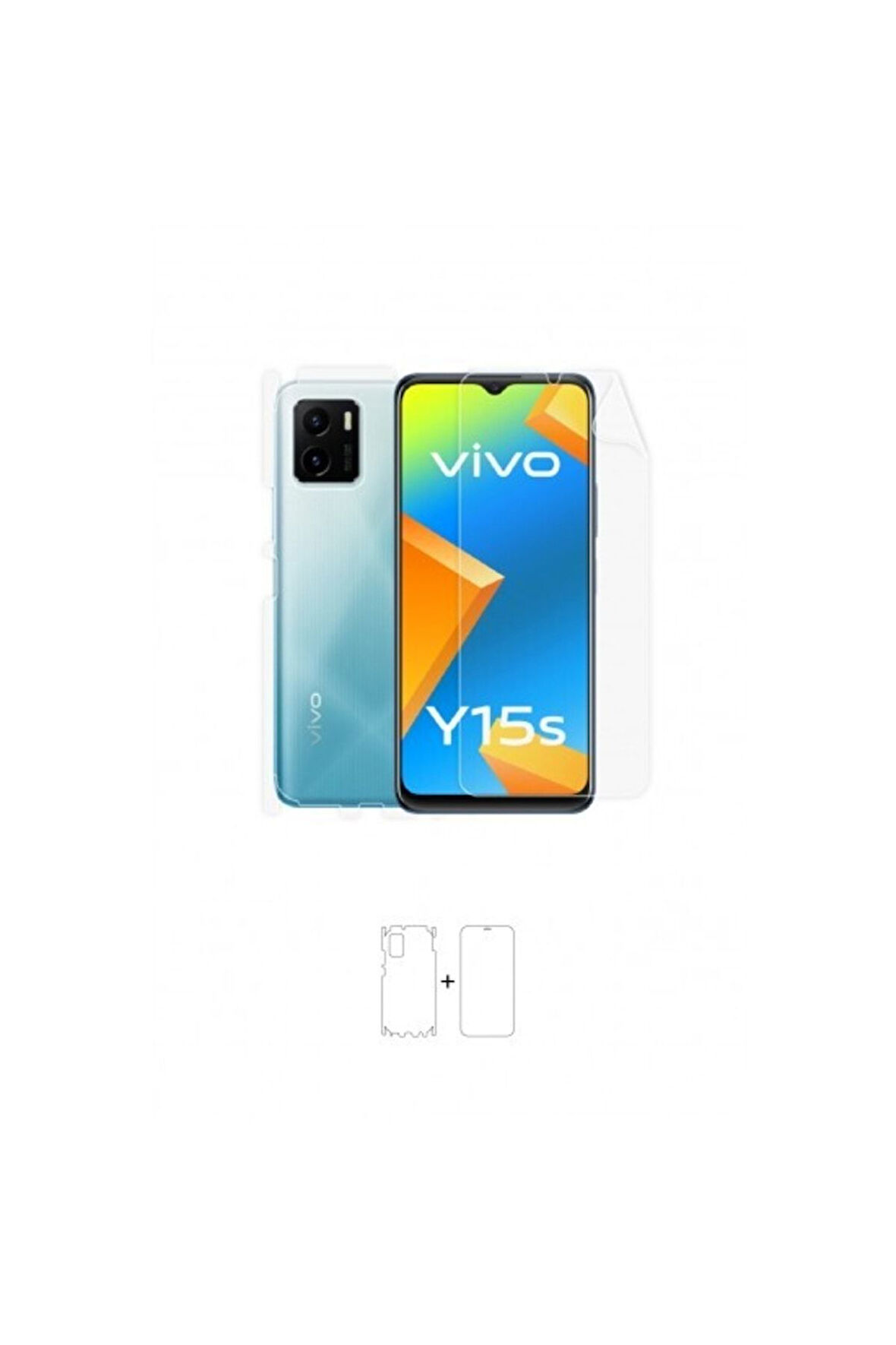 Vivo Y15s 360 ° Full Body Ekran Koruyucu Kaplama Ön Arka Yan Darbe Emici Poliüretan Film