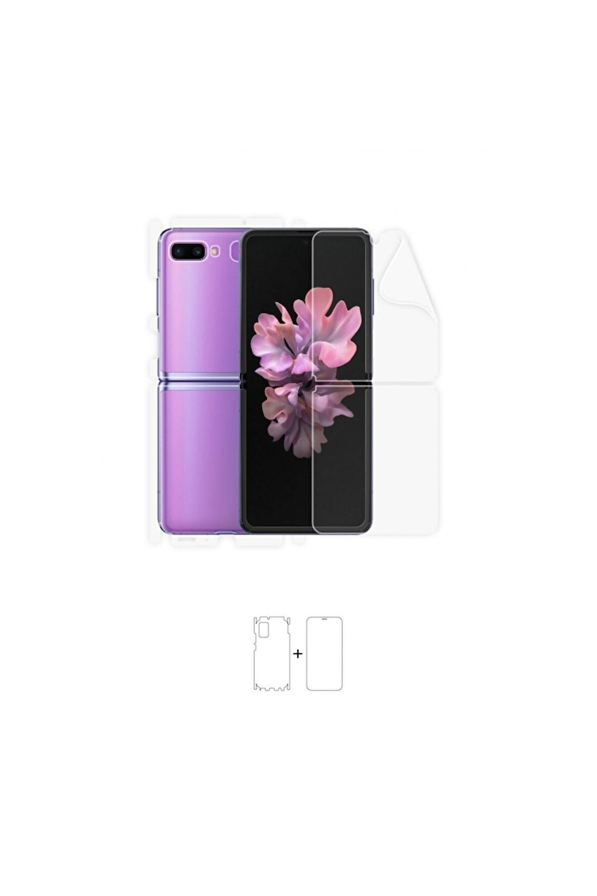 Galaxy Z Flip 360 ° Full Body Ekran Koruyucu Kaplama Ön Arka Yan Darbe Emici Poliüretan Film