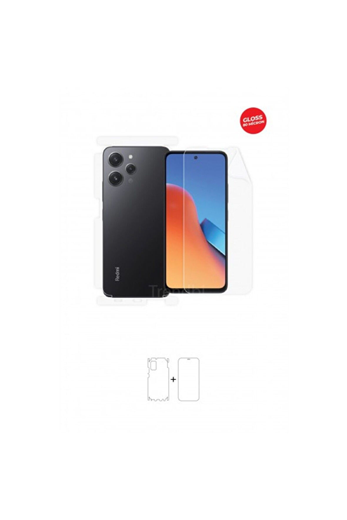 Xiaomi Redmi 12 360 ° Full Body Ekran Koruyucu Kaplama Ön Arka Yan Darbe Emici Hd Film