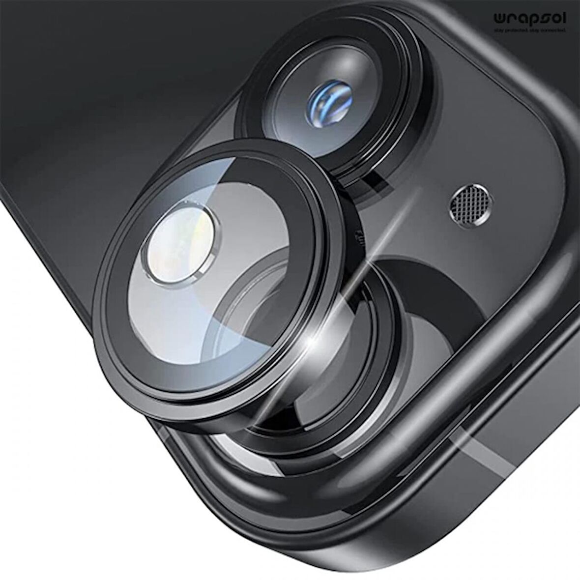 iPhone 15 Plus Siyah Kamera Lens Koruyucu Kolay Uygulama Aparatlı
