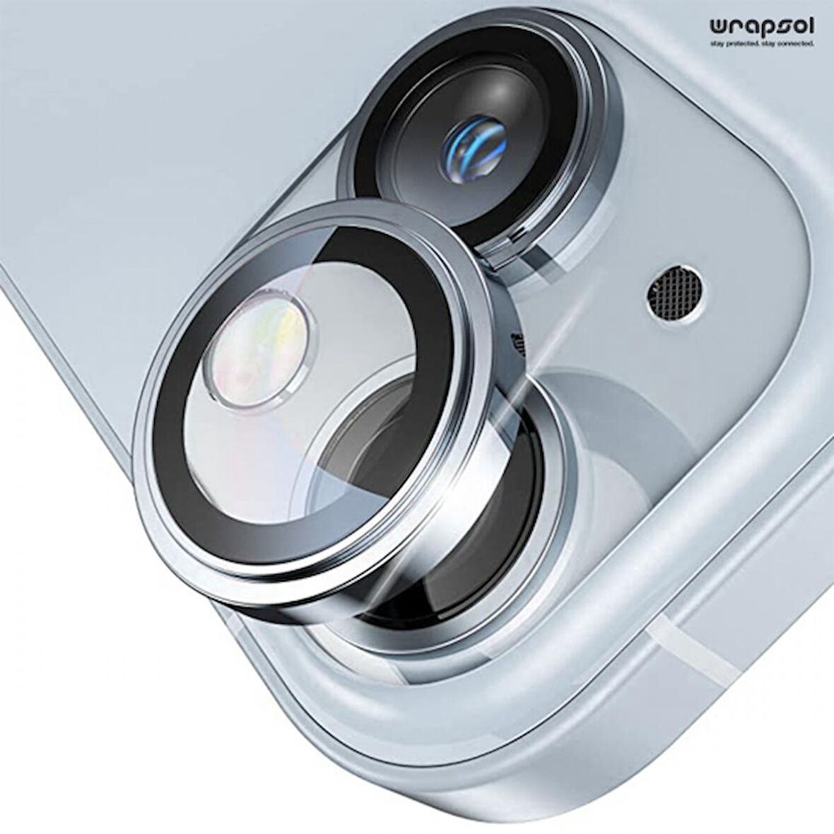 iPhone 15 Plus Mavi Kamera Lens Koruyucu Kolay Uygulama Aparatlı