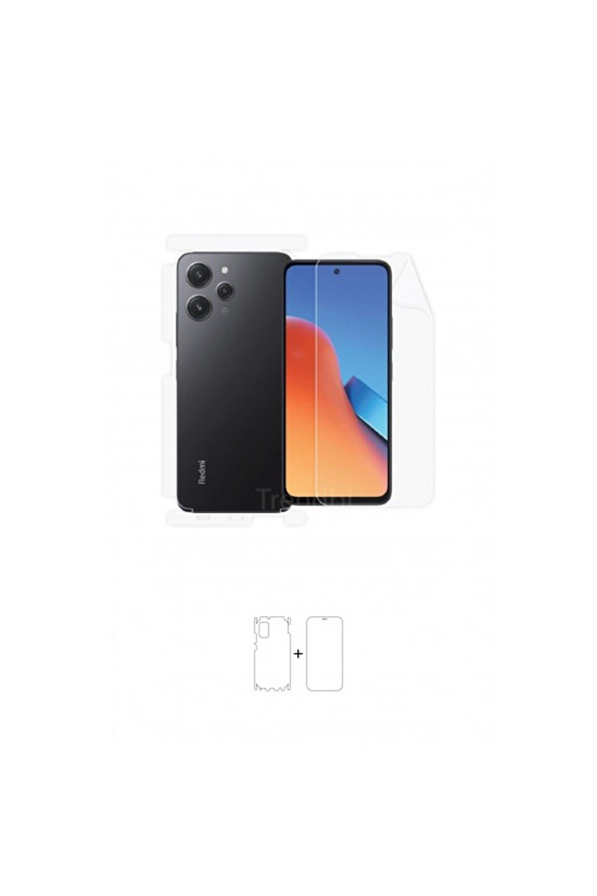 Xiaomi Redmi 12 360 ° Full Body Ekran Koruyucu Kaplama Ön Arka Yan Darbe Emici Poliüretan Film