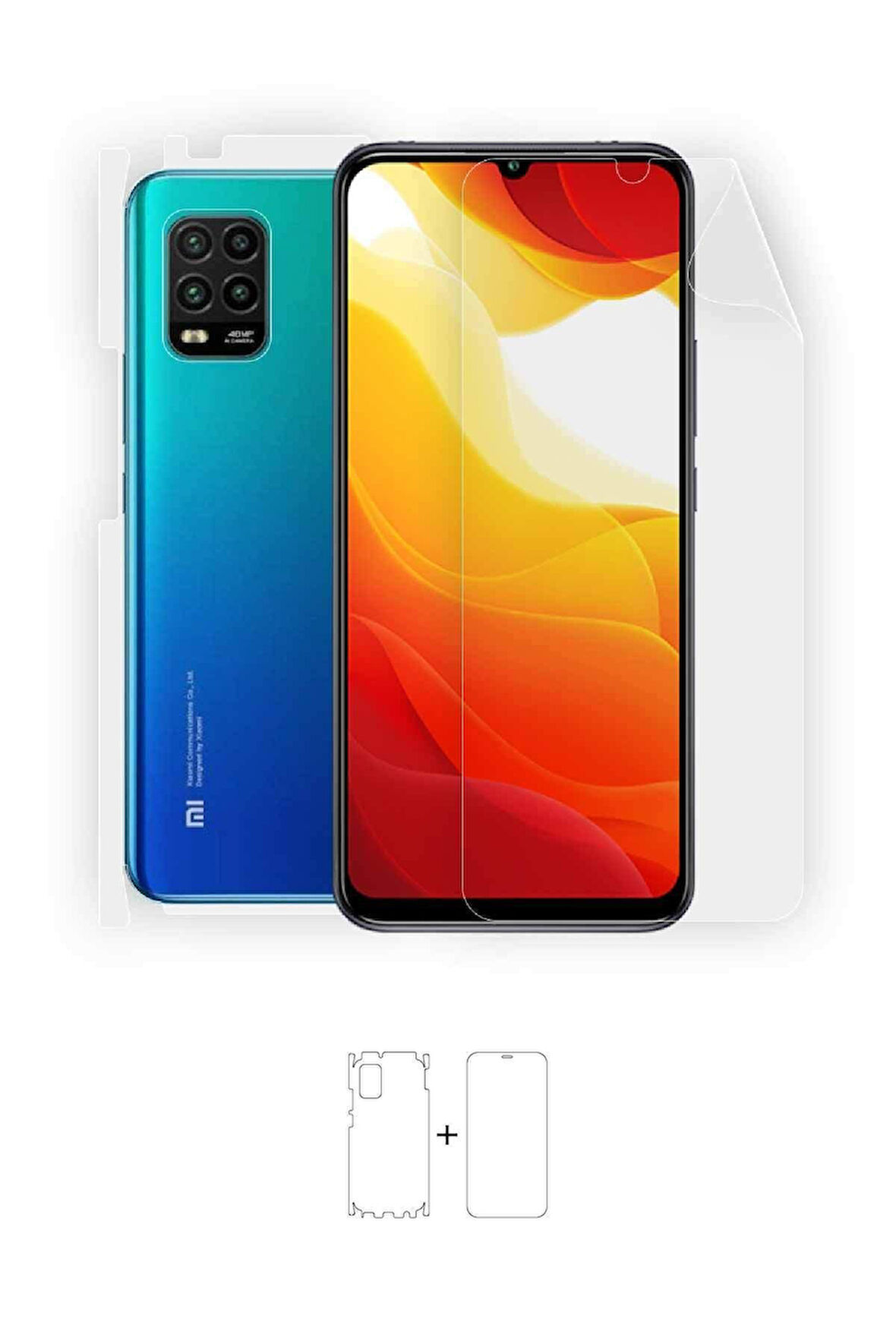 Xiaomi Mi 10 Lite 360 ° Full Body Ekran Koruyucu Kaplama Ön Arka Yan Darbe Emici Poliüretan Film