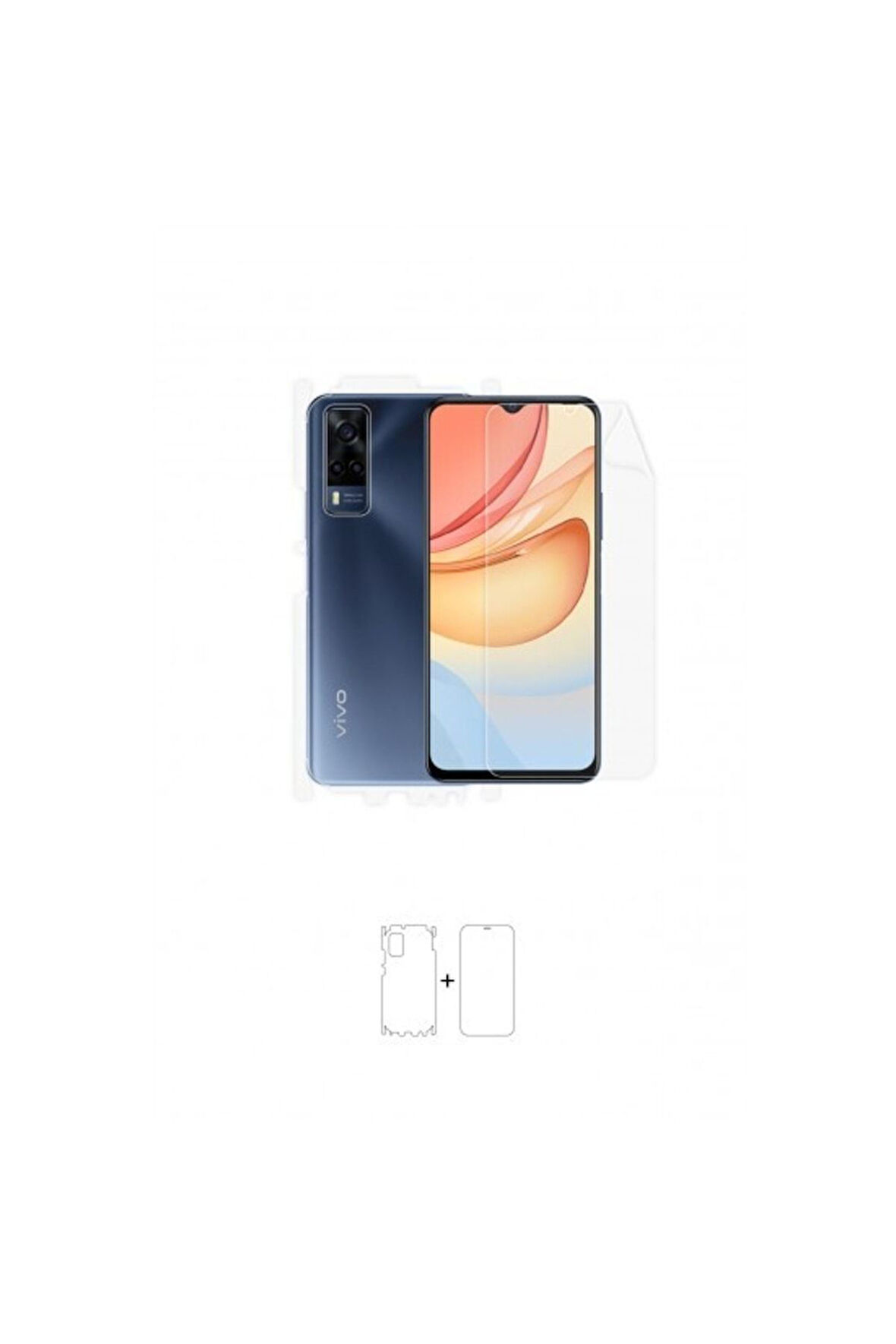 Vivo Y53s 360 ° Full Body Ekran Koruyucu Kaplama Ön Arka Yan Darbe Emici Poliüretan Film