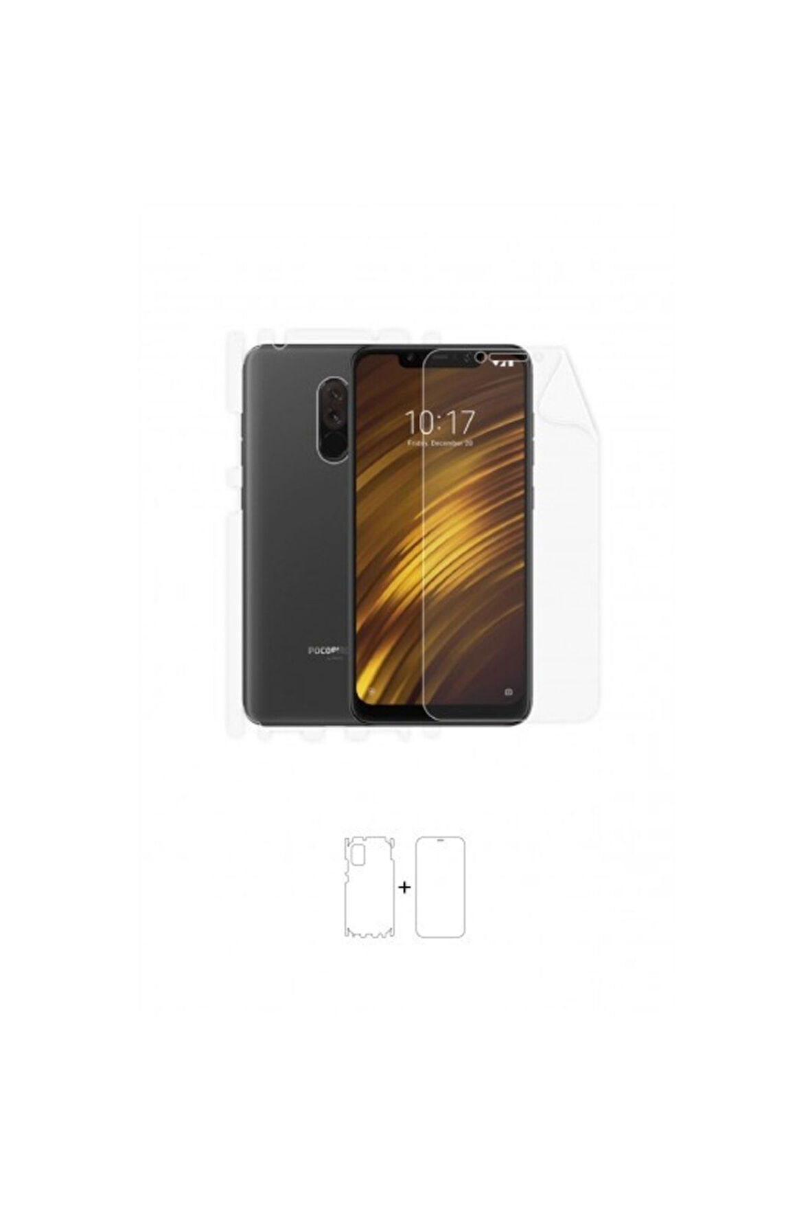 Xiaomi Poco F1 360 ° Full Body Ekran Koruyucu Kaplama Ön Arka Yan Darbe Emici Poliüretan Film