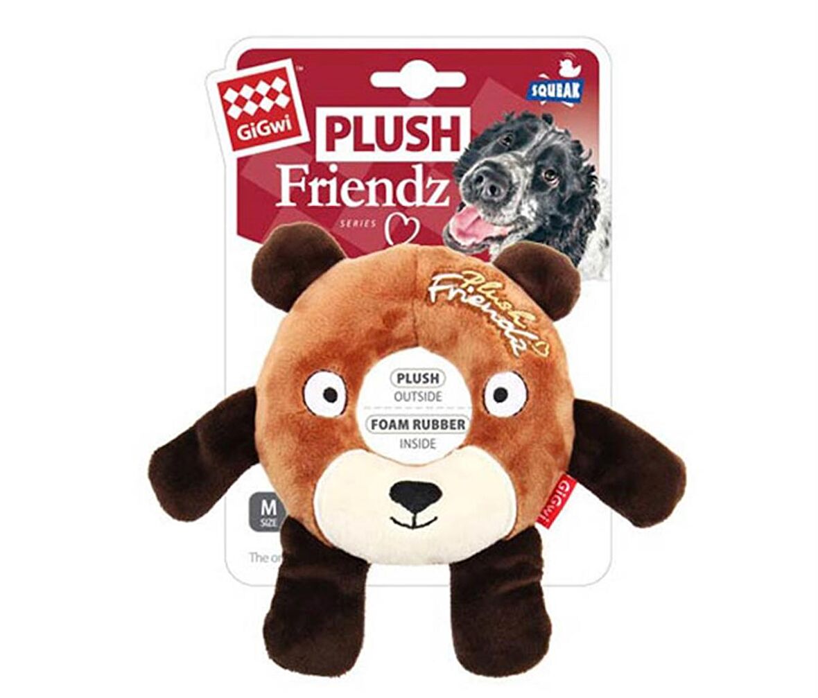 Gigwi Plush Friends Sesli Peluş Simit Ayı Köpek Oyuncağı