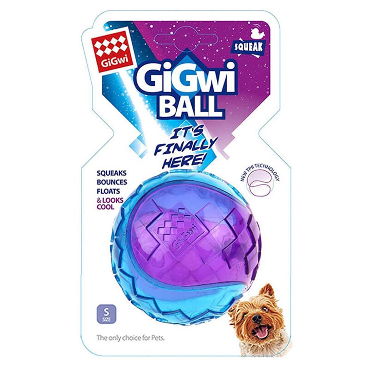 Gigwi Ball Sesli Kauçuk Top Köpek Oyuncağı (S) Mor Mavi