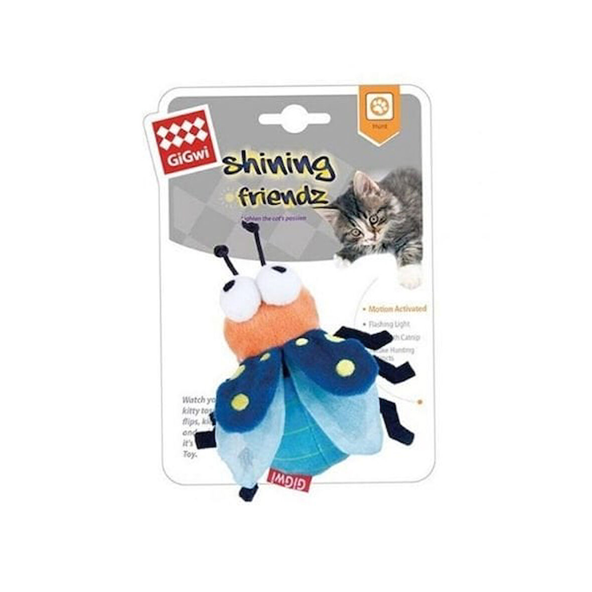 Gigwi Catnipli Işıklı Arı Peluş Kedi Oyuncağı 9 Cm