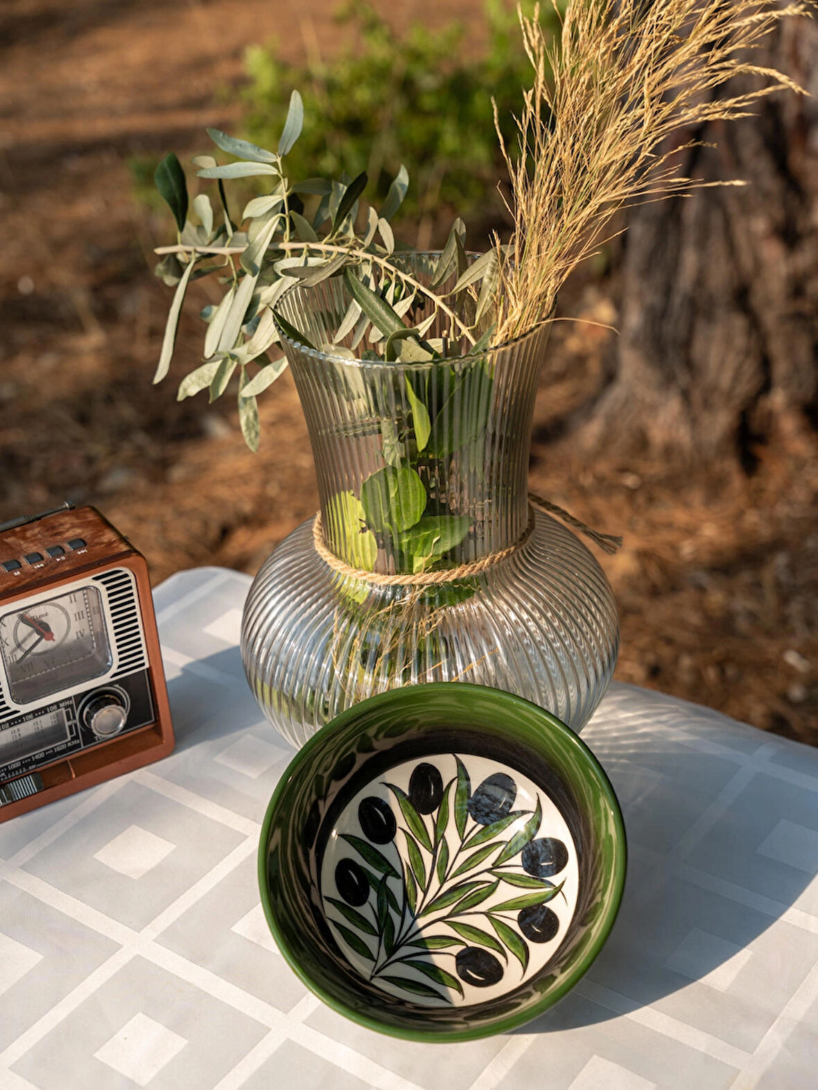 El Yapımı Zeytin Desenli 16x6,5 cm Seramik Kase