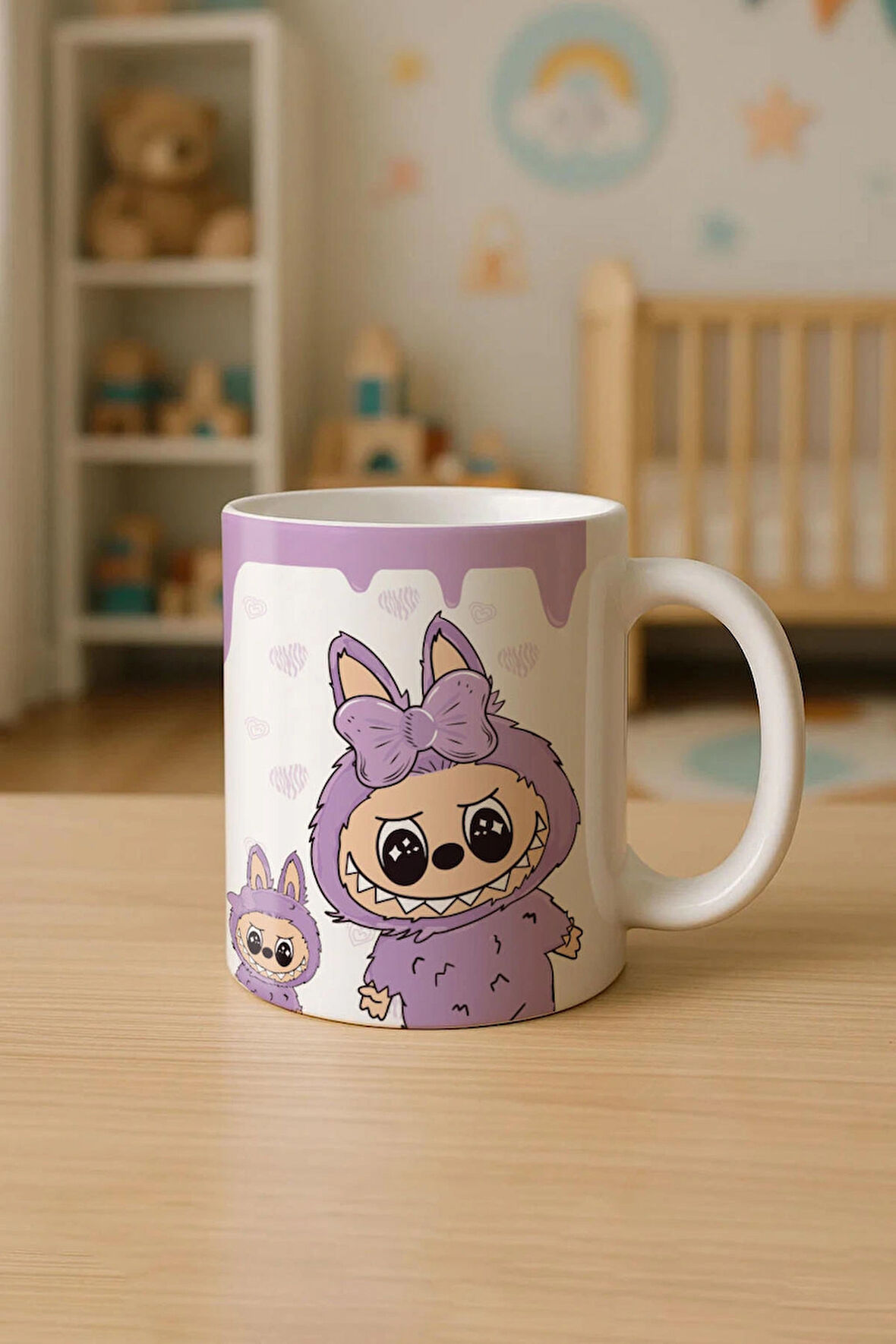 MOR LABUBU BASKILI KUPA BARDAK