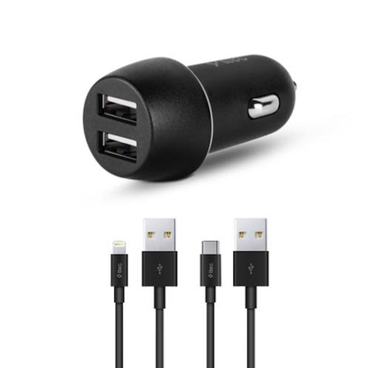 Ttec Şarj Akım Korumalı Type-C Ve İphone Kablolu 15.5W Araç Şarj Başlığı Set Tüm Araçlara Uyumlu