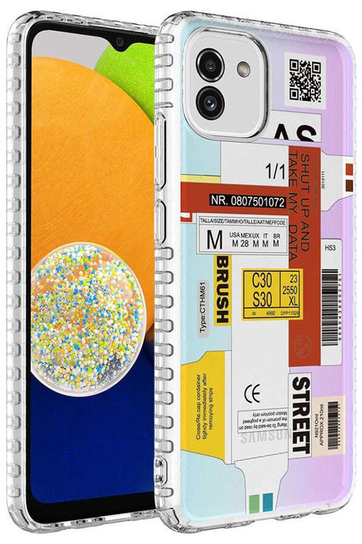 Galaxy A03 Kılıf Airbag Kenarlı Renkli Desenli Elegans Silikon