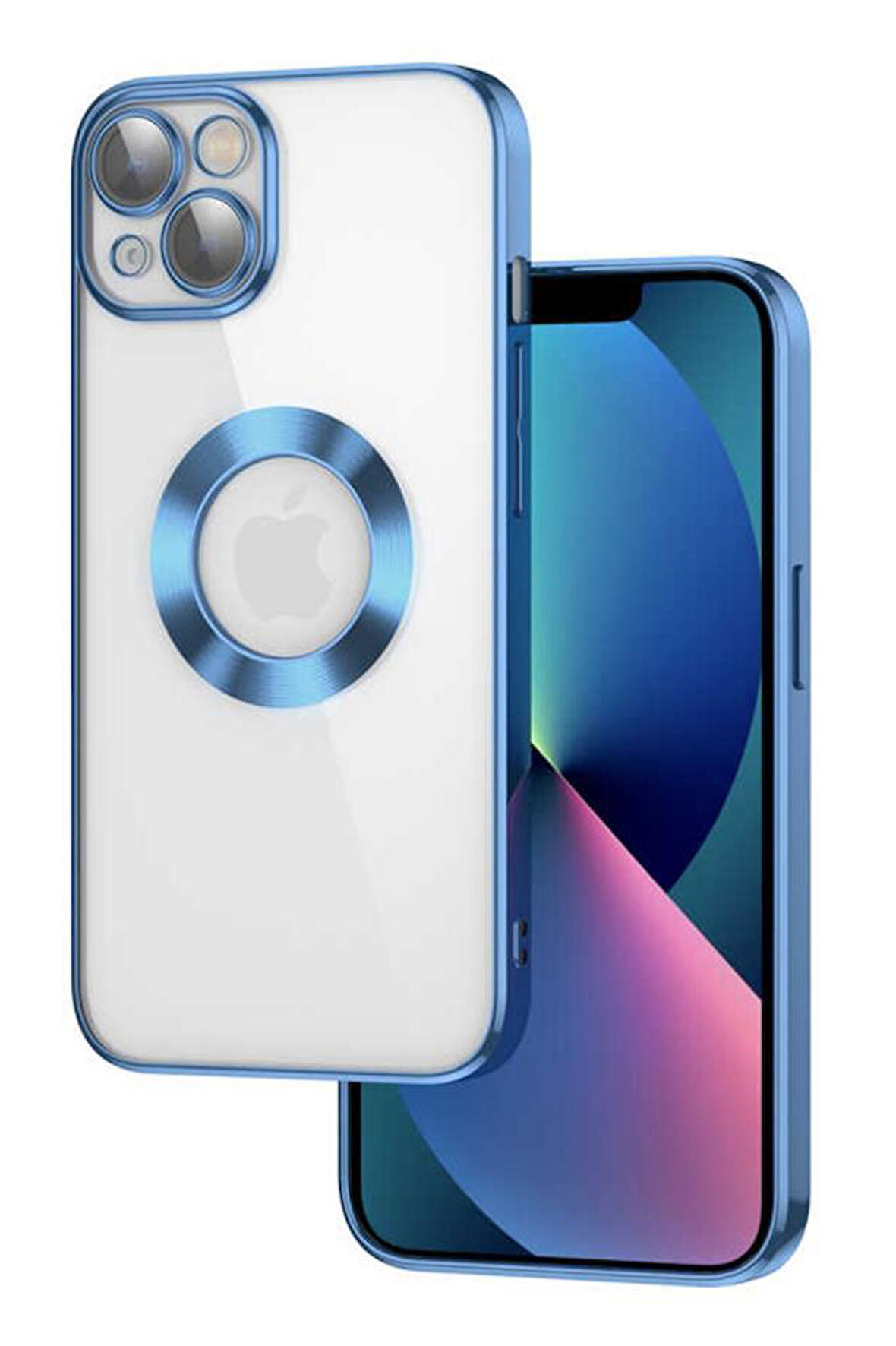 Apple iPhone 13 Kılıf Köşeleri Renkli Şeffaf Kamera Korumalı Silikon Luxury Kapak