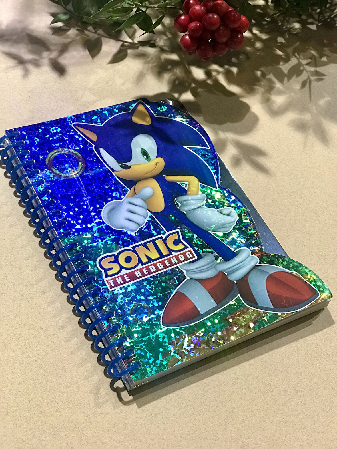 Lisanslı Sonic Hologramlı Spiralli 80 Yaprak A6 Çizgili Not Defteri 15 x 11cm 