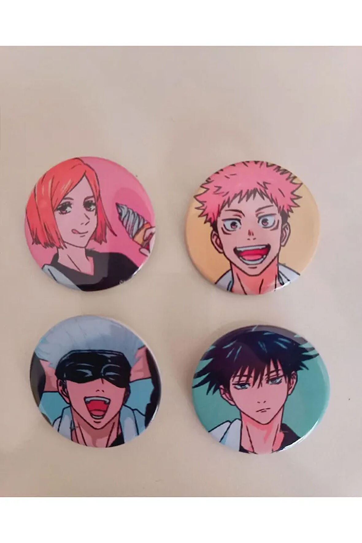 Jujutsu Kaisen Gojo Kugisaki Yuuji Megumi Anime Buton Rozet 37mm 4 adet