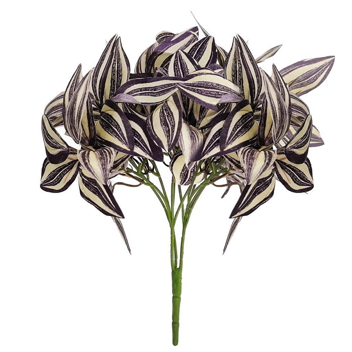 Yapay Çiçek Lila Çizgili Yaprak Demeti  Dikey Bahçe Uygulama Demeti 30 cm Yapay Bitki