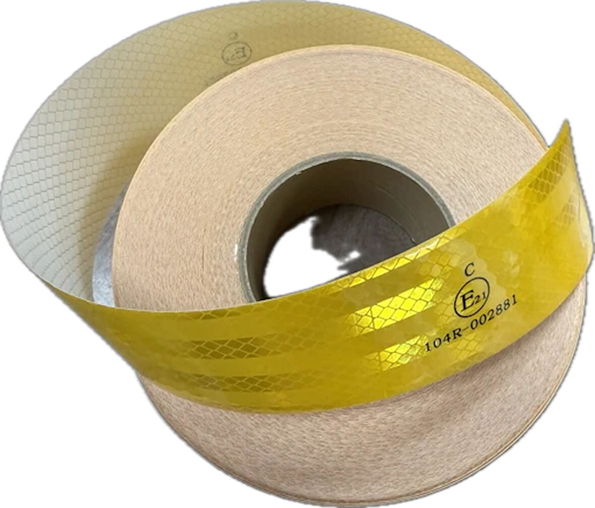 KALİTE Reflektörlü Bant SARI 5 Metre 5 cm Belgeli Reflektörlü Reflektif Fosforlu Şerit Bant Ikaz Bandı