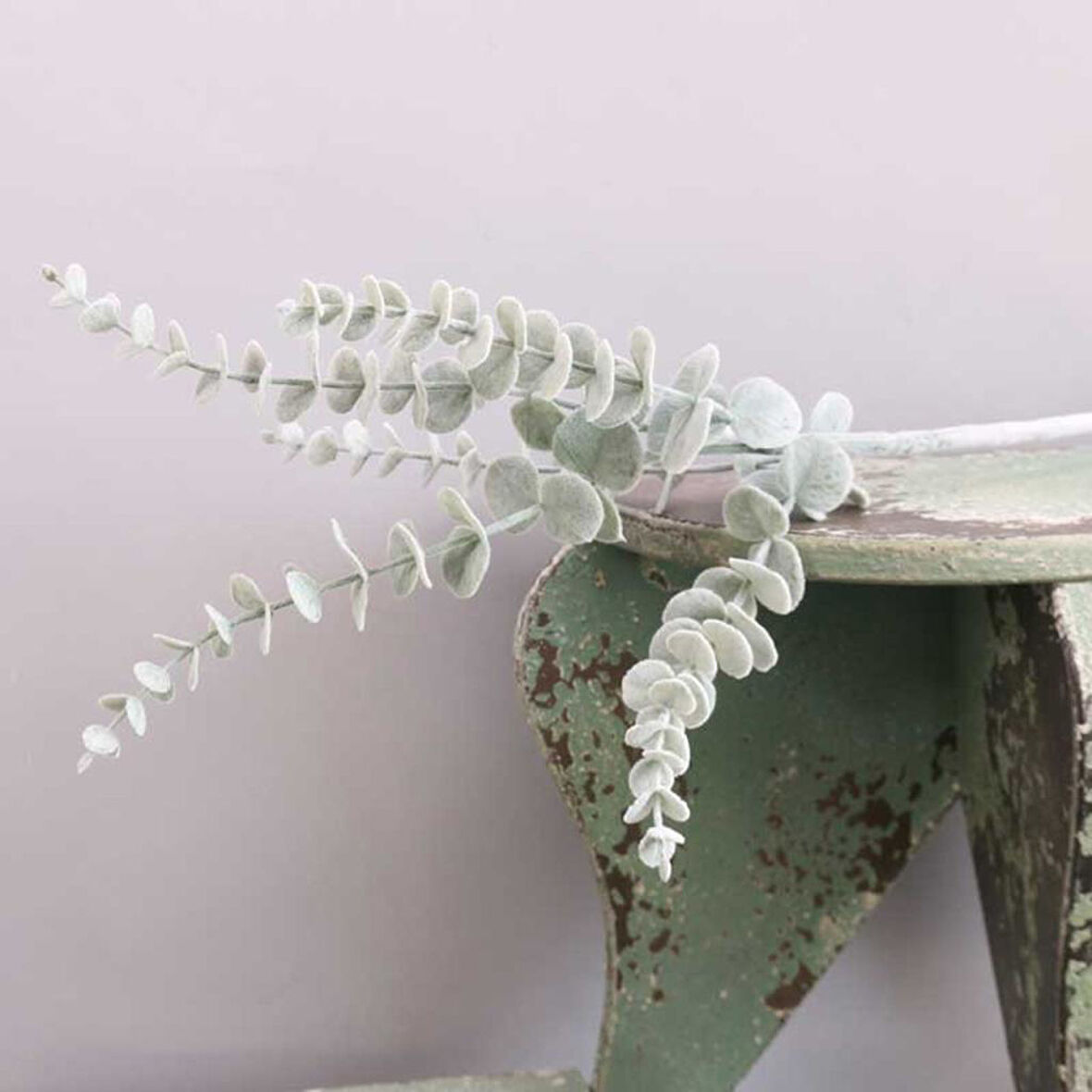 Yapay Çiçek Pastel Karlı Okaliptus 48cm 5Dallı Uzun Dal Eucalyptus