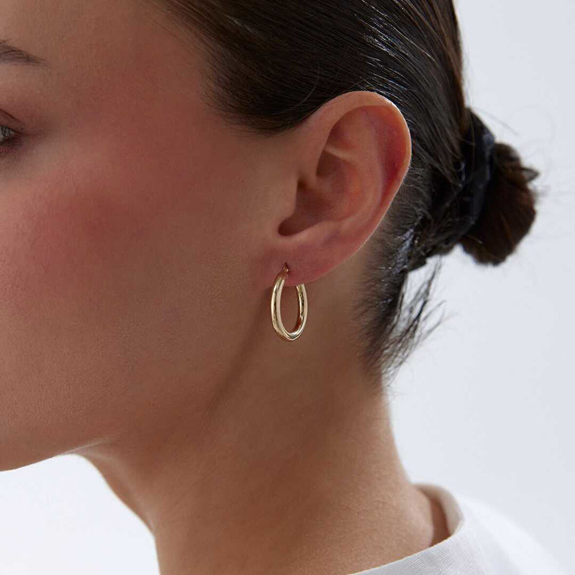 Medium 3mm Oval Boru Halka Küpe