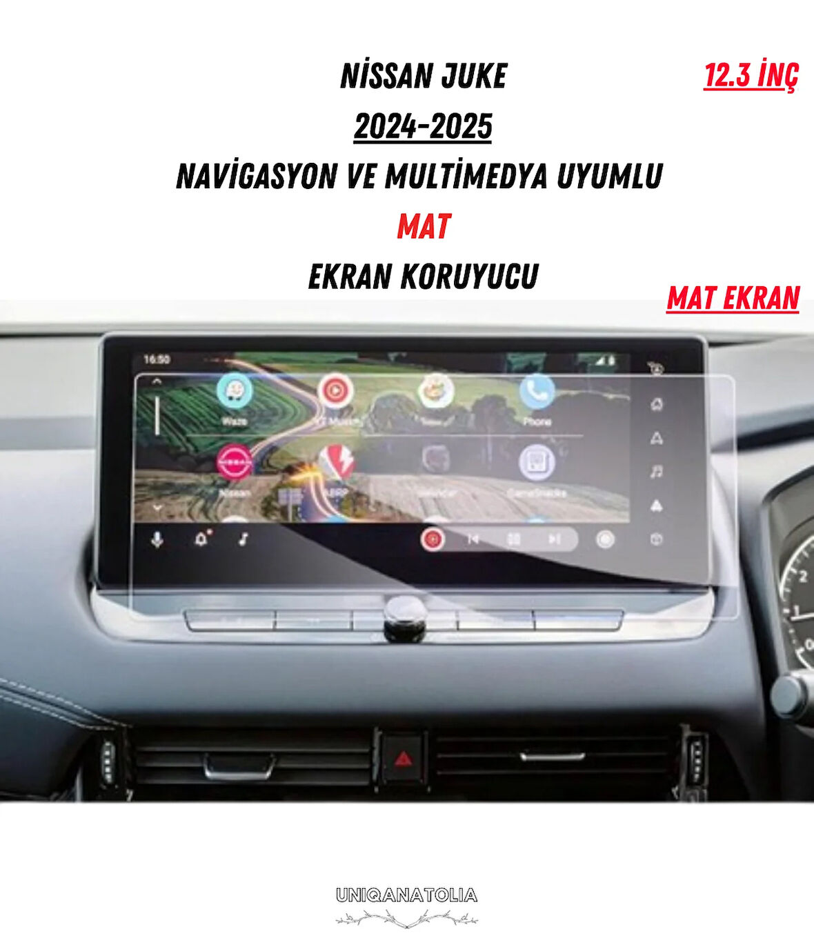 Nissan Juke 2024-2025 Navigasyon ve Multimedya Uyumlu Mat Ekran Koruyucu