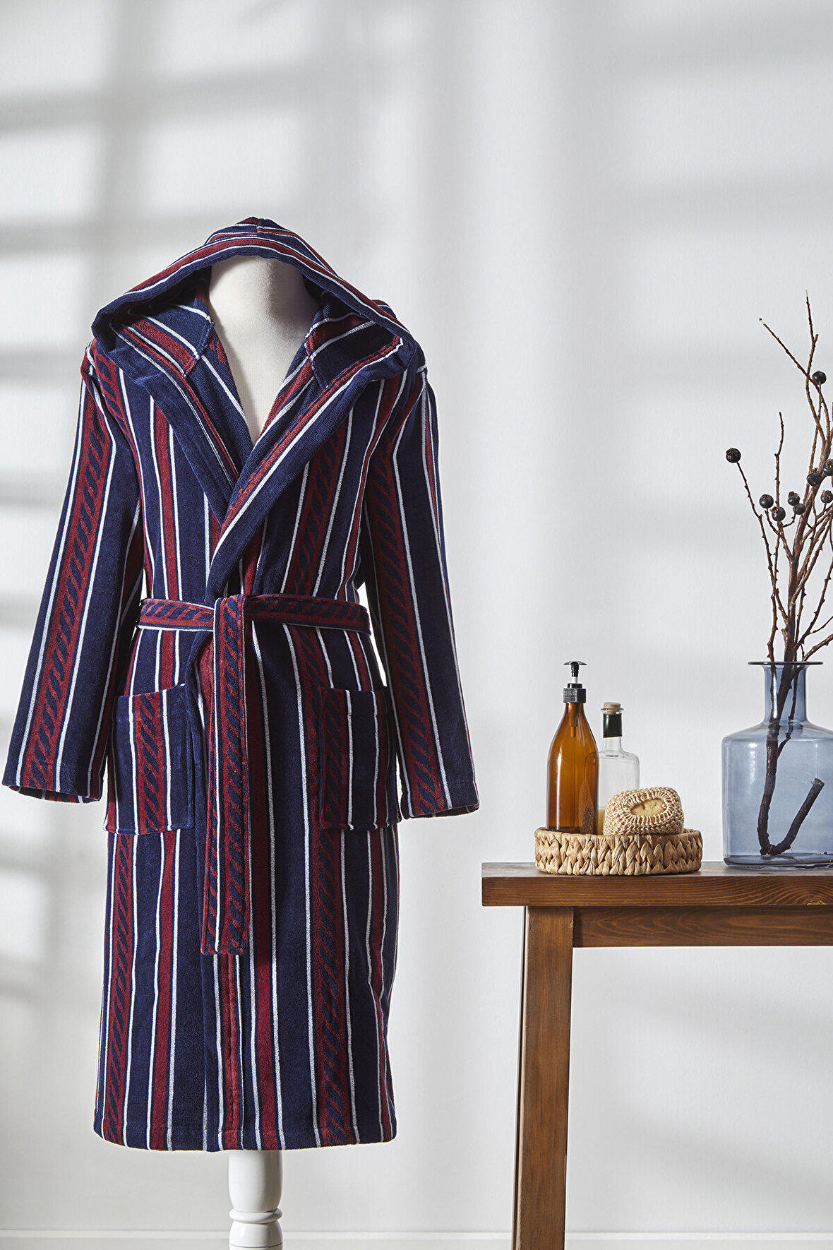 Özdilek Hawai Marin Kadife Kapüşonlu Bornoz S/M Beden