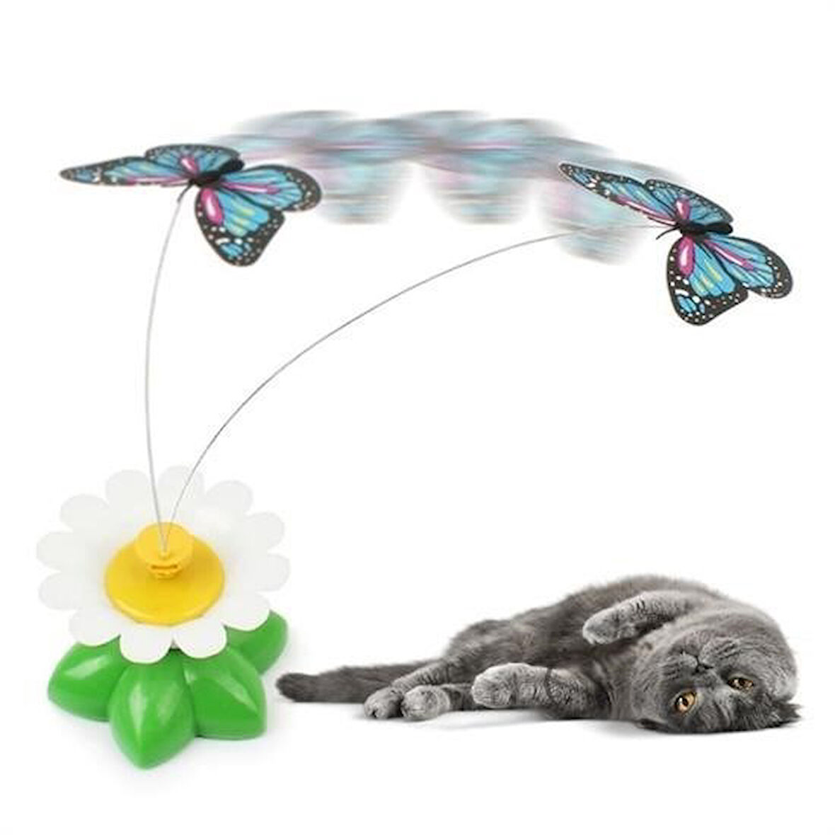 CT-STONES® Hareketli Dönen Kelebek - Kedi Oyuncağı ( Pille Çalışır)