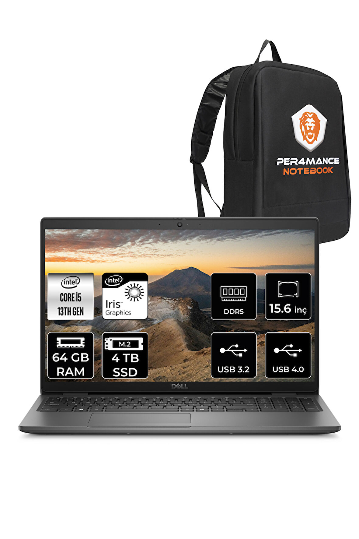 DELL Latitude 3550 i5 1345U 64GB 4TB SSD 15.6'' FHD FDOS Taşınabilir Bilgisayar & PER4 ÇANTA