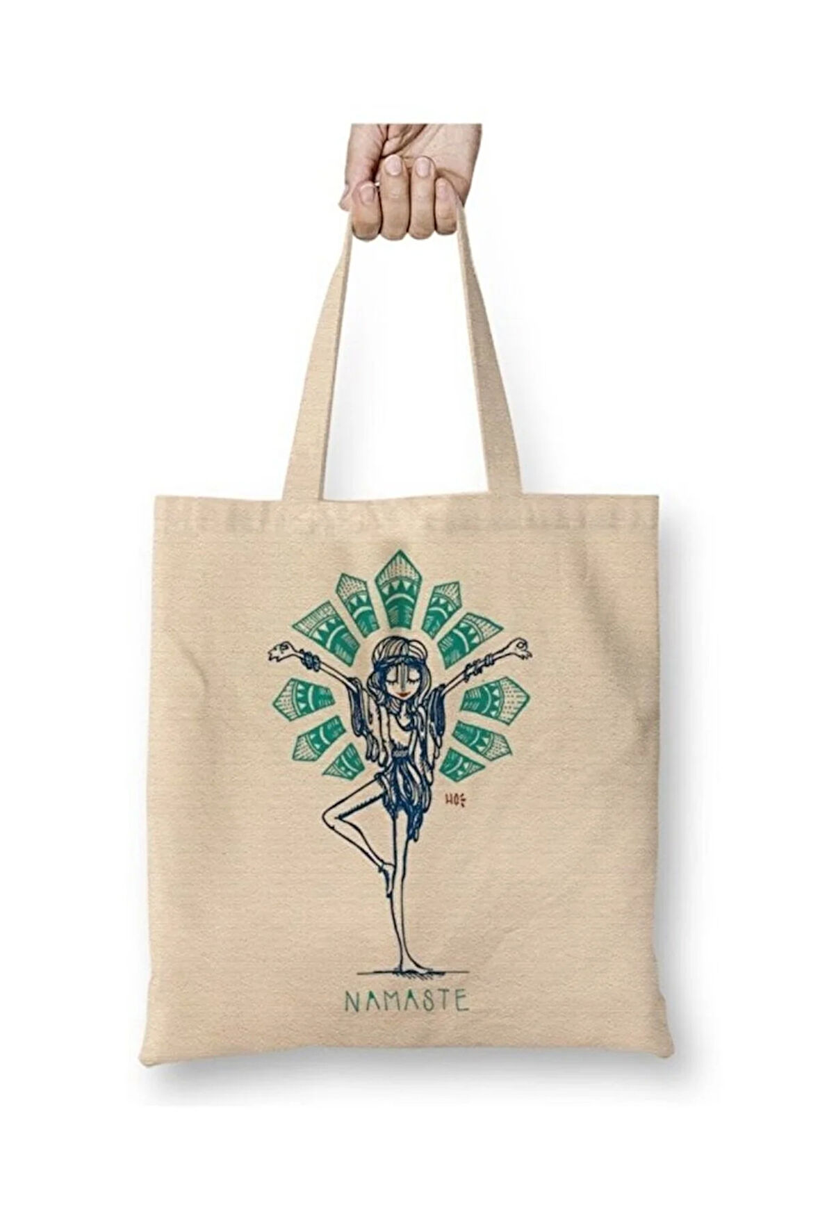 Namaste Yoga Bez Çanta Uzun Saplı Alışveriş Çantası Plaj Çantası