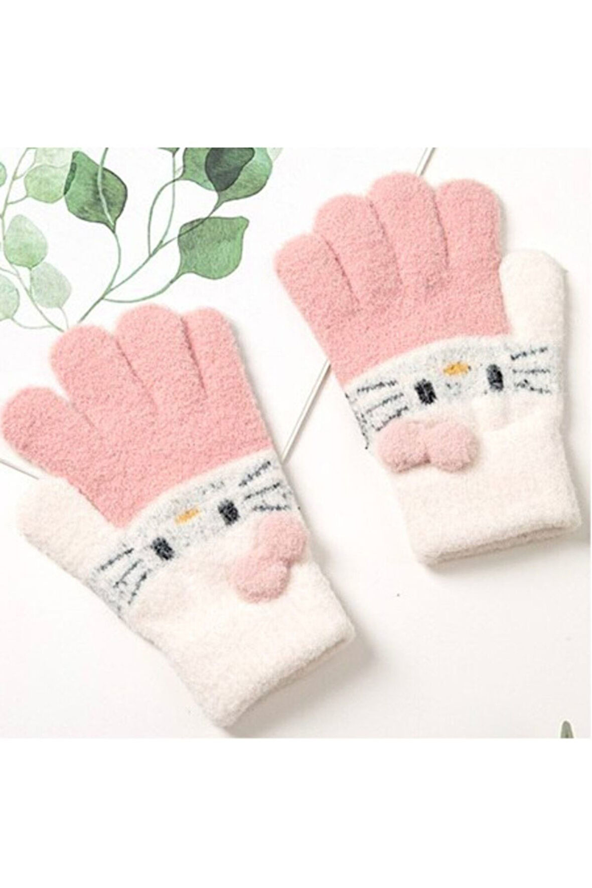 Yumuşacık Yün Örgu Eldiven Hello Kitty 3-8 Yaş