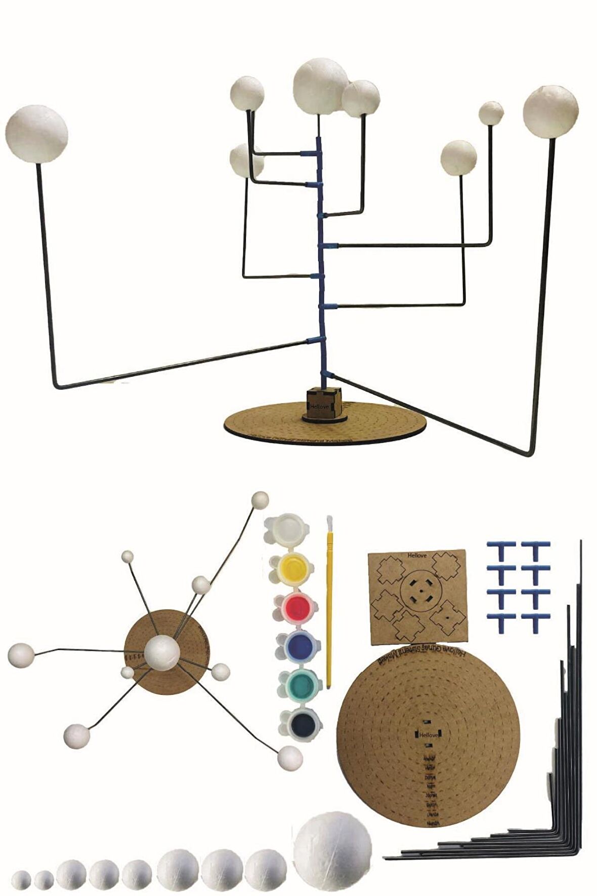 Evreni Keşfet Güneş Sistemi Modeli ve 6 Renk Akrilik Boya Seti (Ücretsiz Fırça Hediye!)