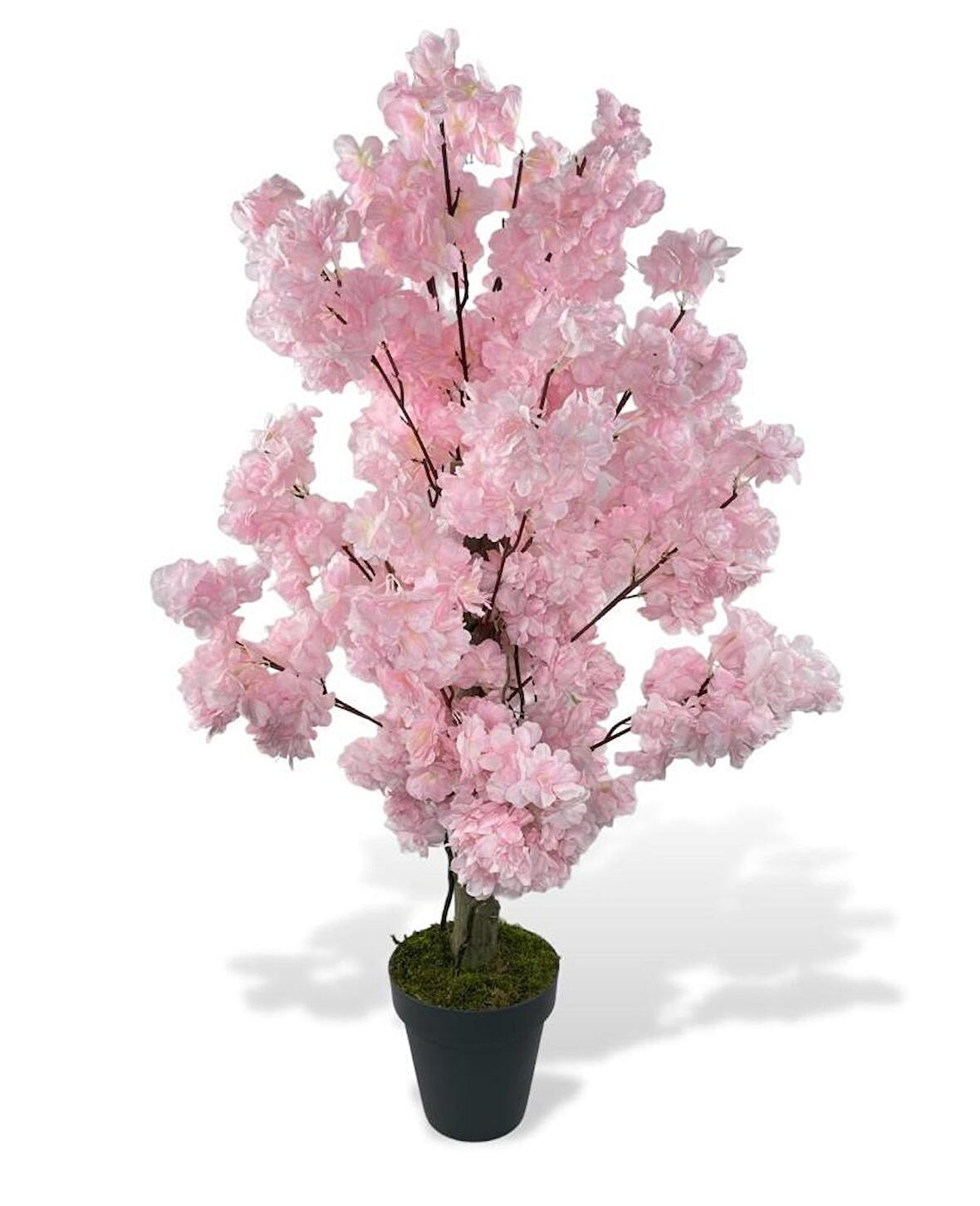 Yapay Ağaç Bahardalı Ağacı Pembe Japon Kiraz Çiçeği Sakura Çiçeği 80cm Siyah Plastik Saksılı