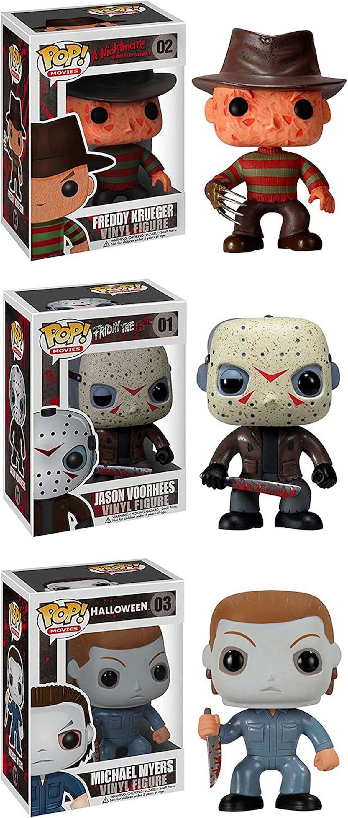 Funko Pop Horhor Movies Collectors Set: Freddy Krueger, Jason Voorhees, Michael Myers