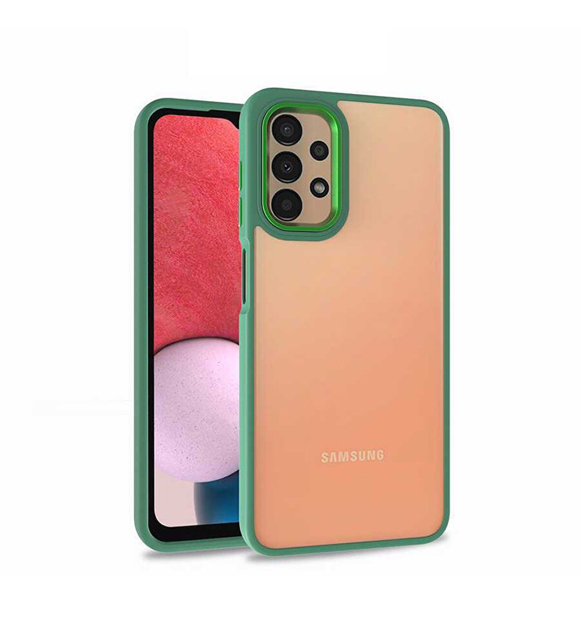 SAMSUNG A32 4G UYUMLU SPL METAL ÇERÇEVELİ MAT KILIF YEŞİL