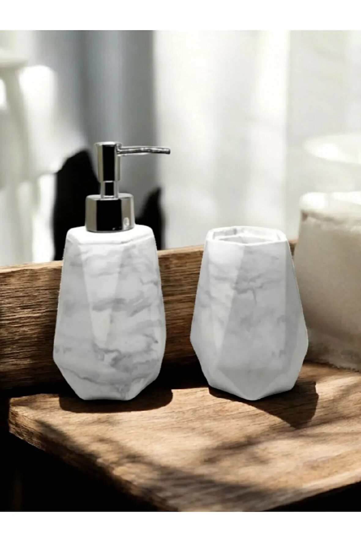 Marble Serisi Mermer Desenli 2'li Banyo Set