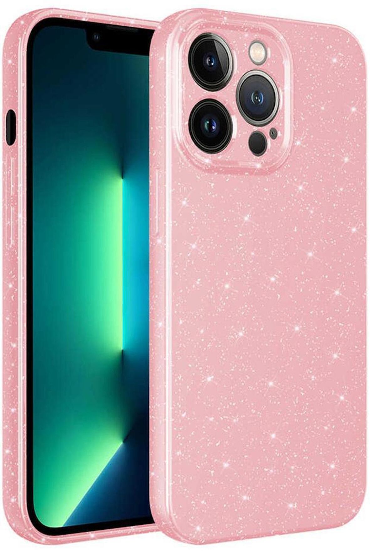 iPhone 13 Pro Kılıf Kamera Korumalı Simli Parıltılı Lüks Silikon
