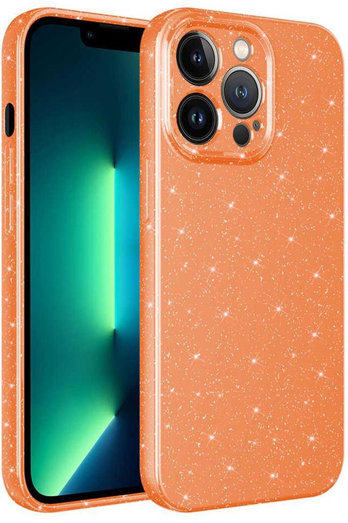 iPhone 13 Pro Kılıf Kamera Korumalı Simli Parıltılı Lüks Silikon