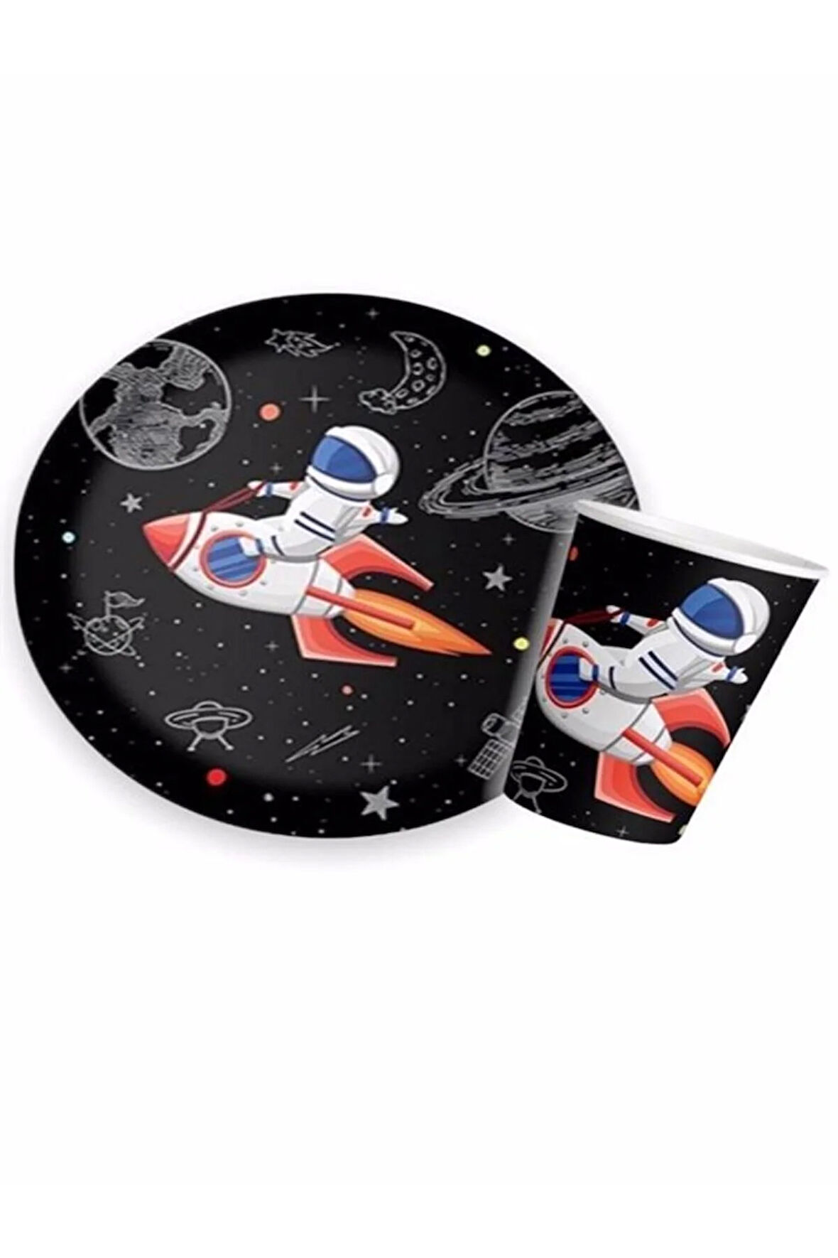 Uzay Temalı Tabak Bardak Set 8 Li