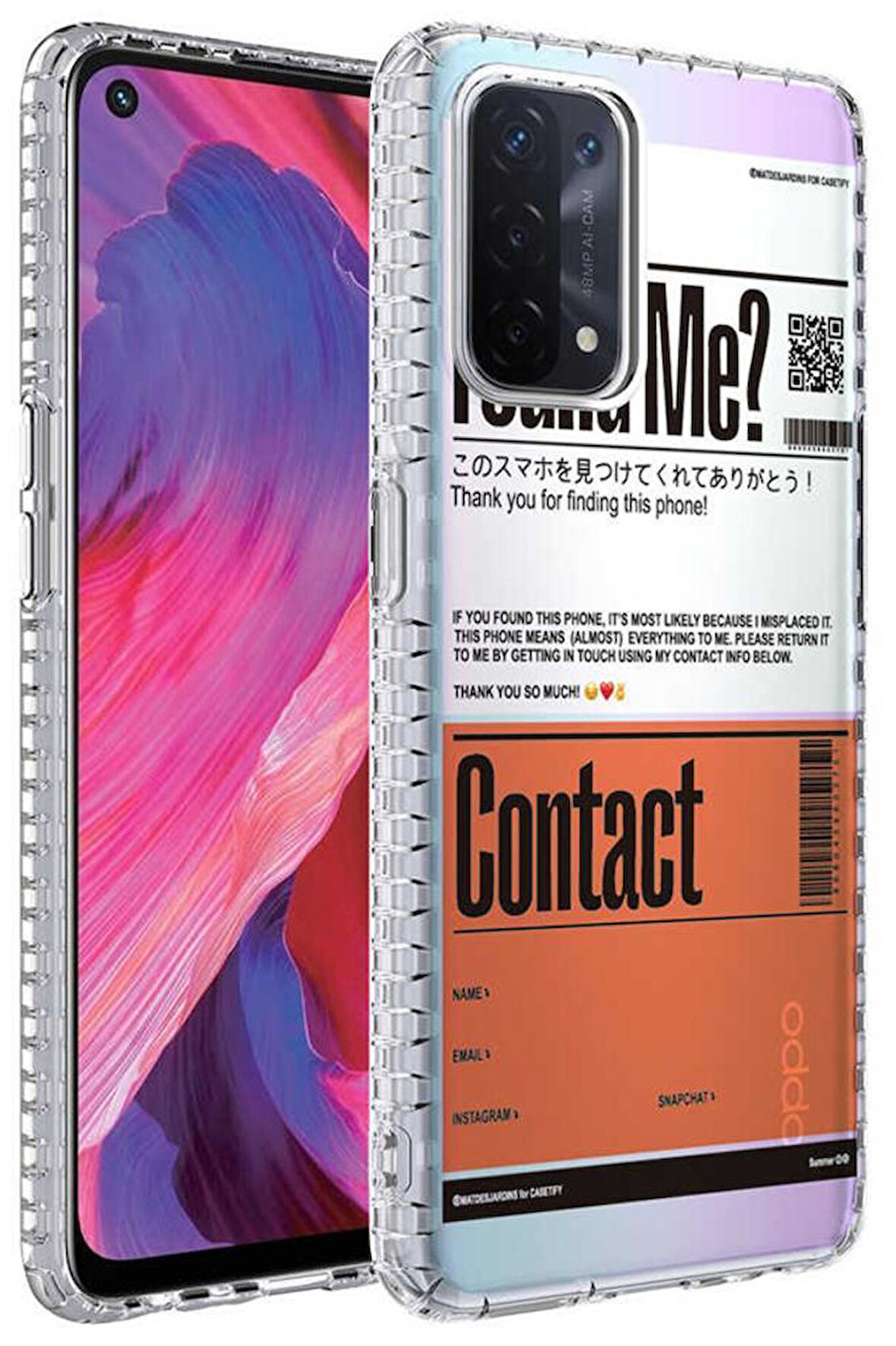 Oppo A74 4G Kılıf Airbag Kenarlı Renkli Desenli Elegans Silikon