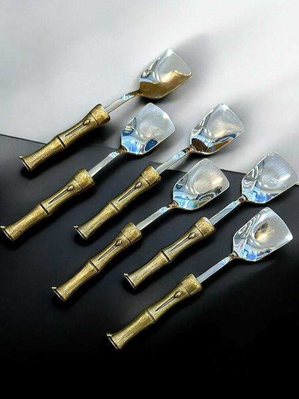 Royking Bambu Saplı Antik Dondurma Kaşık 6'lı EYM 087