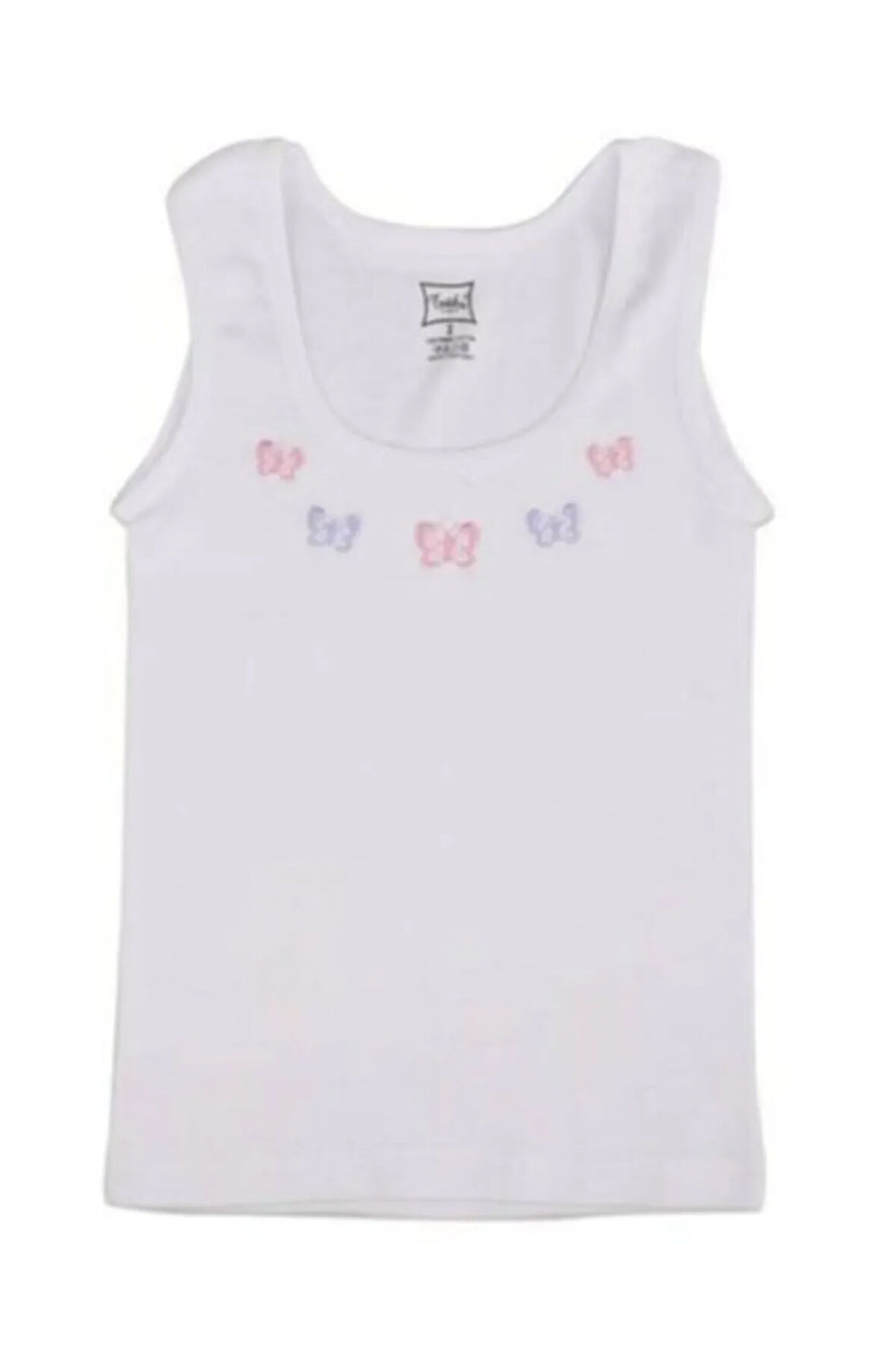 Kız Çocuk  Paket Beyaz Ribana Askılı Atlet 3 Lü