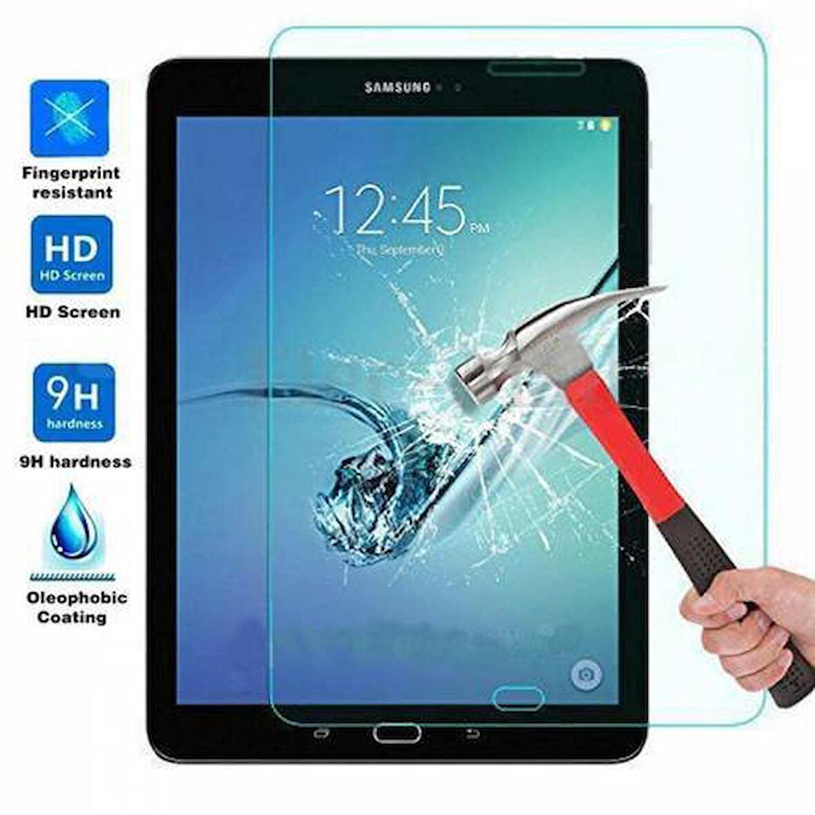 Samsung Galaxy Tab T530 Ekran Koruyucu Kırılmaz Cam 10.1 inç 9H Temperli