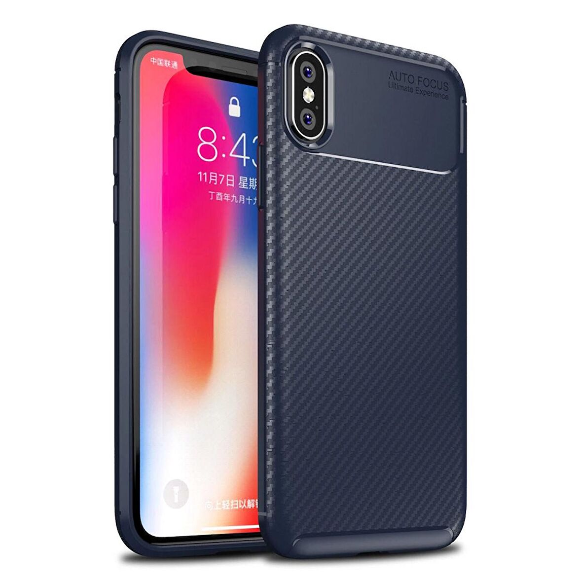 Apple Iphone X Max / XS Max Karbon Desenli Negro Silikon Kılıf