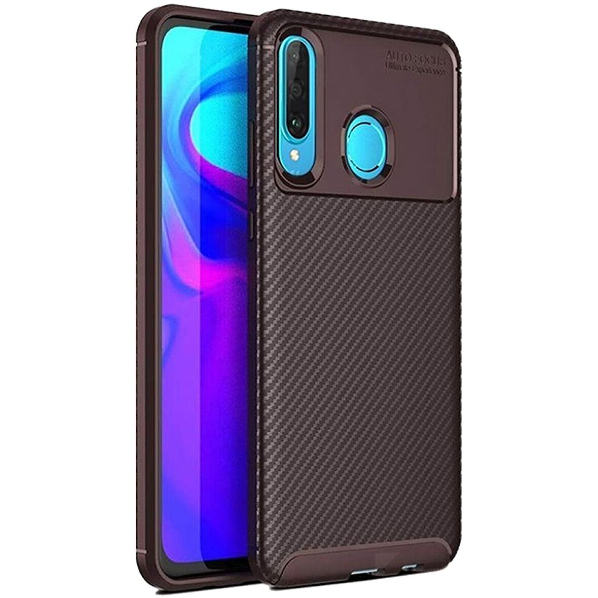 Huawei P30 Lite Karbon Desenli Negro Silikon Kılıf