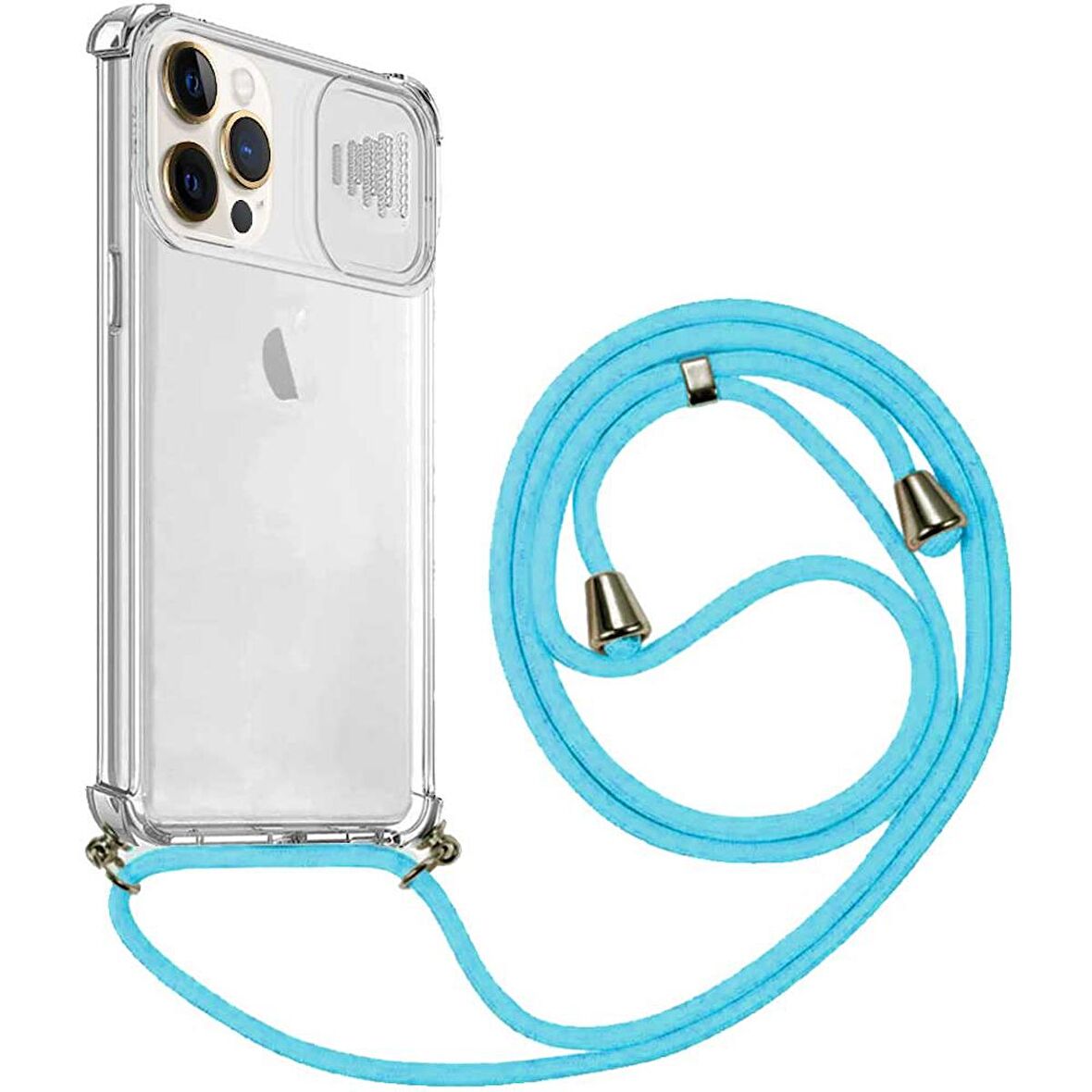 Apple iPhone 12 ProMax İp Askılı Şeffaf Kamera Korumalı Kılıf