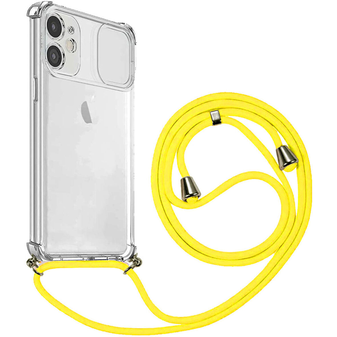Apple iPhone 12 İp Askılı Şeffaf Kamera Korumalı Kılıf