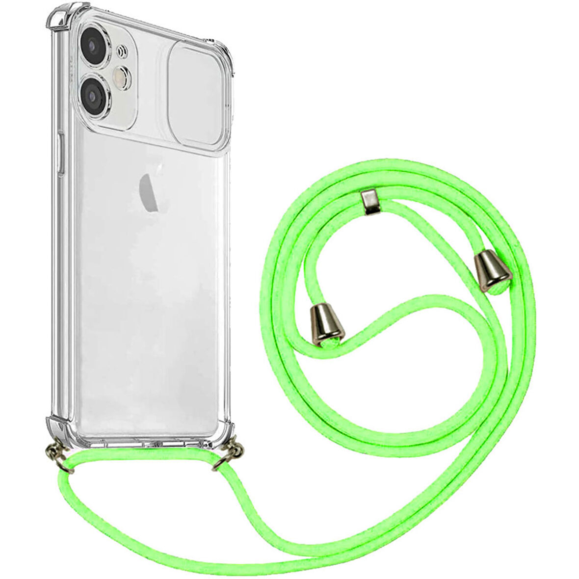 Apple iPhone 12 İp Askılı Şeffaf Kamera Korumalı Kılıf