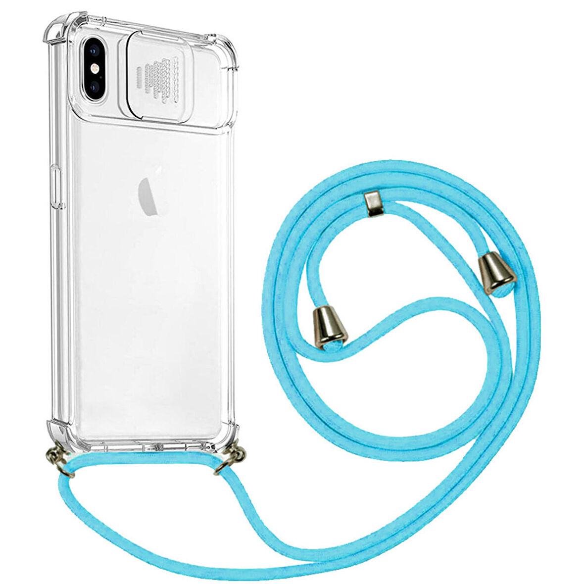 Apple iPhone X İp Askılı Şeffaf Kamera Korumalı Kılıf