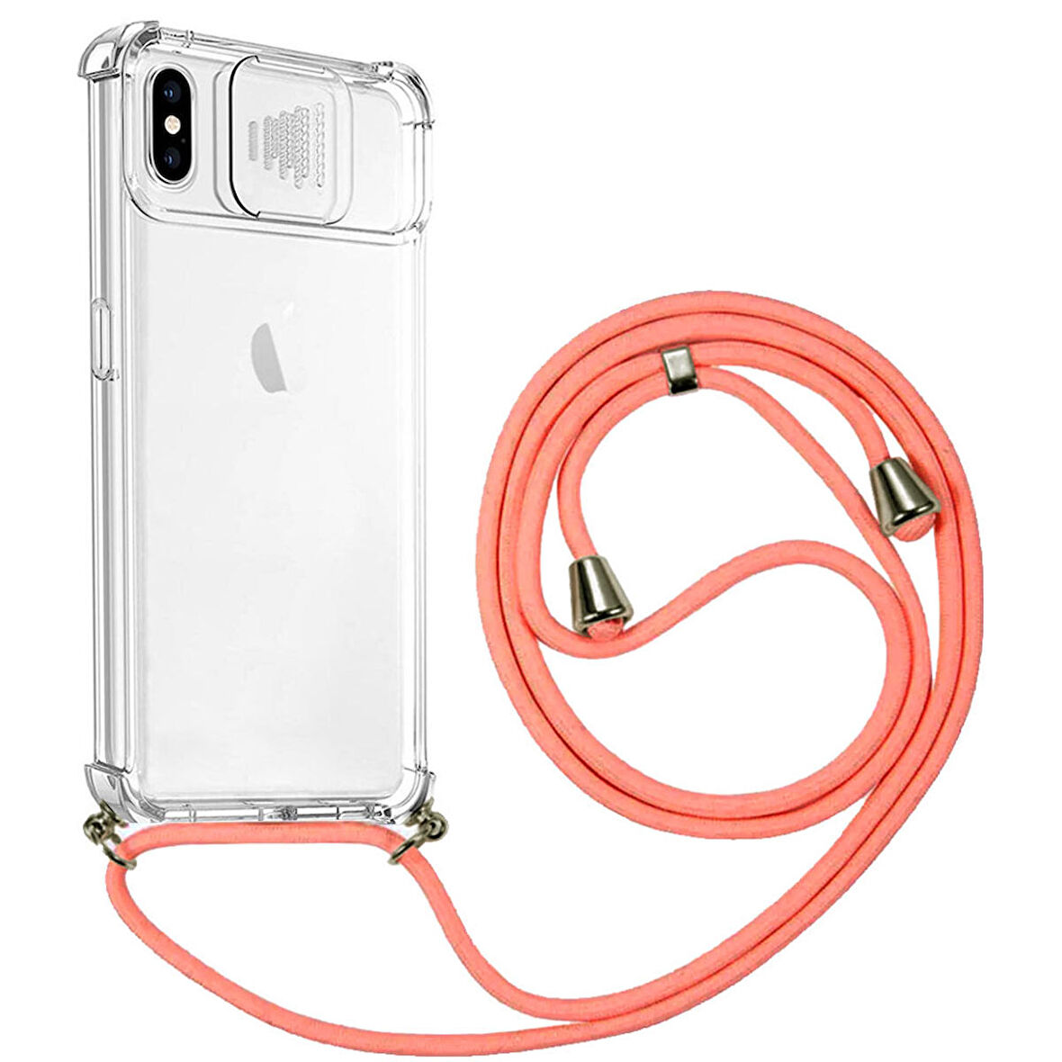 Apple iPhone X İp Askılı Şeffaf Kamera Korumalı Kılıf