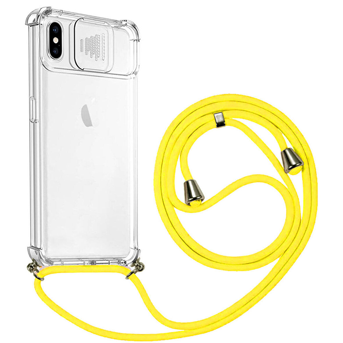 Apple iPhone X İp Askılı Şeffaf Kamera Korumalı Kılıf