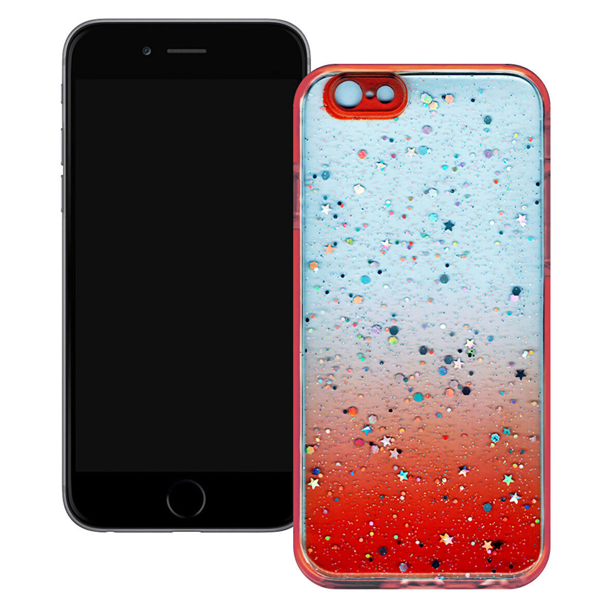 Apple Iphone 6/6S Simli Şeffaf Sert Slikon Kılıf